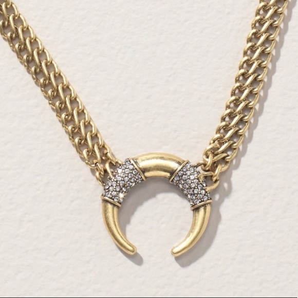 :: Stella & Dot | Double Take Silver + Gold + Pavé Horn Necklace - Picture 9 of 10
